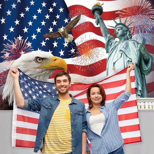 Alt view image 7 of 7 - Independence Day Backdrop,7x5FT 4th of July Backdrop American Flag Background USA Flag Portrait Banner Patriotic Veterans Party Decor Supplies
