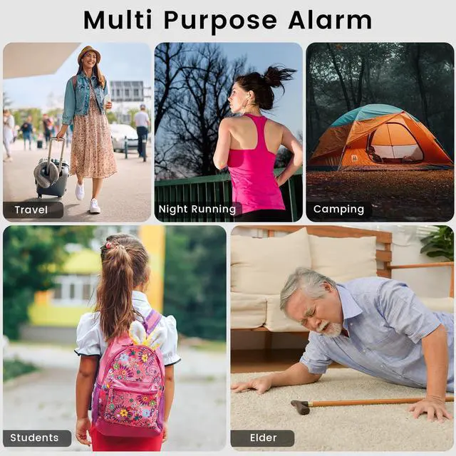 Alt view image 5 of 6 - Personal Safety Alarm - 135dB Ultra Loud Siren with LED Strobe Light, USB-C Rechargeable, Compact Keychain Alarm for Women/Men, Emergency Flashlight & Vibration Alert(Black)
