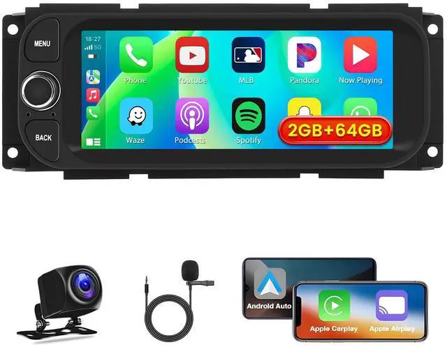 Main image of Android Car Stereo for Dodge/Jeep/Chrysler Wireless CarPlay Android Auto | 6.86" HD Touchscreen with 2+64G for Dodge Ram 2002-2006, Jeep Wrangler 2003-2006, Jeep Liberty 2002-2007 5Ghz WiFi GPS SWV
