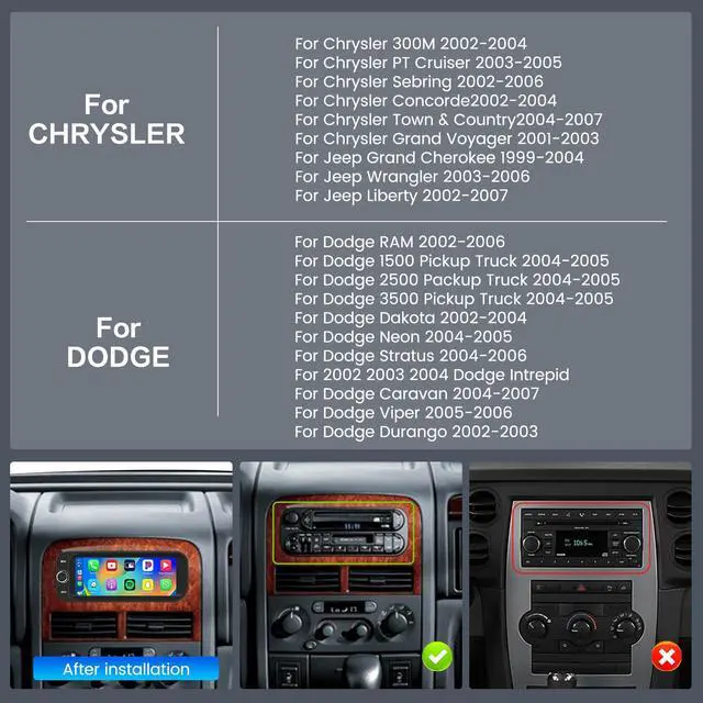 Alt view image 2 of 7 - Android Car Stereo for Dodge/Jeep/Chrysler Wireless CarPlay Android Auto | 6.86" HD Touchscreen with 2+64G for Dodge Ram 2002-2006, Jeep Wrangler 2003-2006, Jeep Liberty 2002-2007 5Ghz WiFi GPS SWV