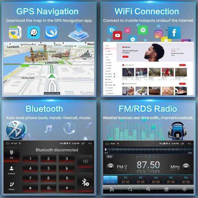 Alt view image 4 of 7 - Android Car Stereo for Dodge/Jeep/Chrysler Wireless CarPlay Android Auto | 6.86" HD Touchscreen with 2+64G for Dodge Ram 2002-2006, Jeep Wrangler 2003-2006, Jeep Liberty 2002-2007 5Ghz WiFi GPS SWV