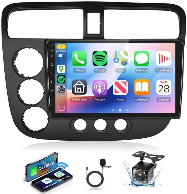 Main image of Radio for Honda Civic 2001 2002 2003 2004 2005 with Backup Camera | Car Stereo with 9inch Touchscreen Android Auto MirrorLink Bluetooth GPS FM/RDS DSP 26UIs WiFi