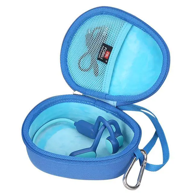 Alt view image 2 of 7 - Kids Headphone Case for BAICLUD/Mehomeli/JusTalk/iClever/LOBKIN | Hard EVA Shell, Kids Bluetooth Air Conduction Open Ear Headphones Case, Shockproof & Water-Resistant, Blue