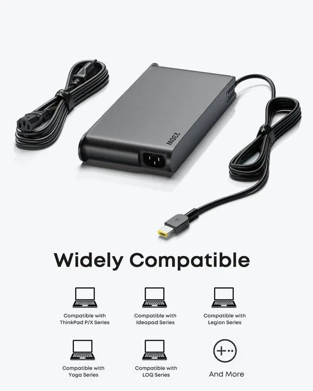 Alt view image 6 of 6 - 230W Laptop Charger Fit for Lenovo Legion 5 7i LOQ 15 ADL230SDC3A | Compatible with Thinkpad P16 P1, Slim Tip 230W AC Adapter ADL230SCC3A, Power Supply Cord ADL230NLC3A, SA10R16890