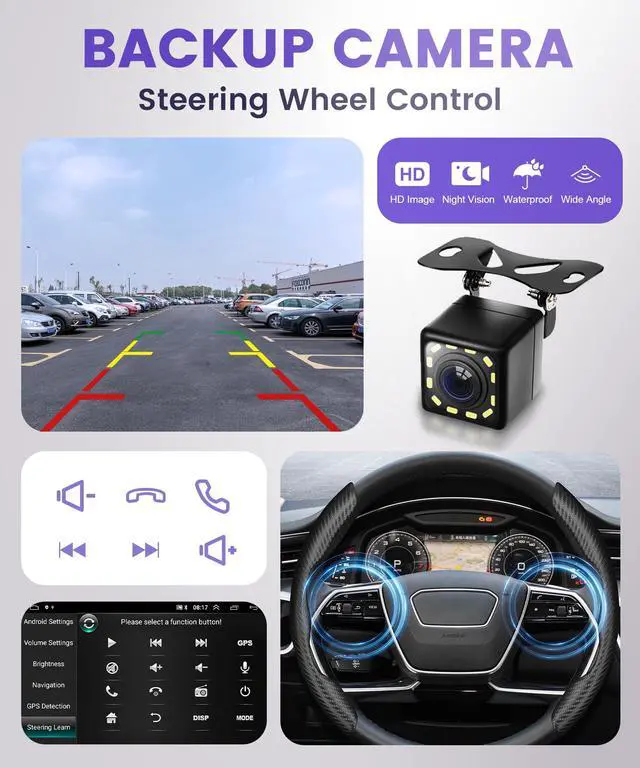 Alt view image 7 of 7 - Radio for Honda Civic 2001 2002 2003 2004 2005 with Backup Camera | Car Stereo with 9inch Touchscreen Android Auto MirrorLink Bluetooth GPS FM/RDS DSP 26UIs WiFi