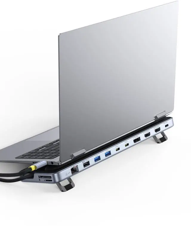 Main image of Laptop Docking Station Stand, 12 in 1 Triple 4K Display HDMI/DP, 10Gbps USB A/C Fast Data, PD 100W, Ethernet, TF/SD, USB C Docking Station with Stand for Windows/Dell/HP/Lenovo/Asus/Acer/Mac