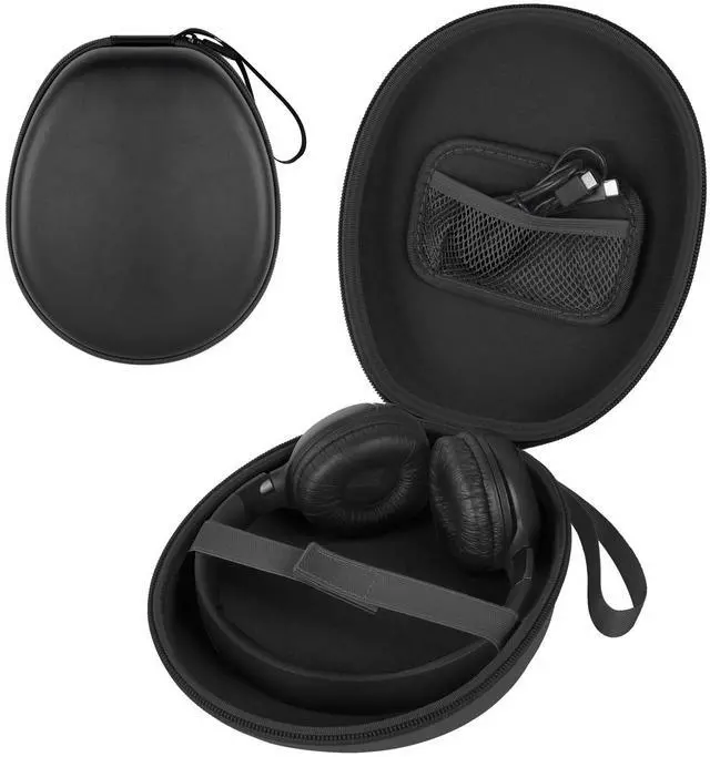 Main image of Hard Headphone Case for Anker/for JBL/for Sony/for Beats | for Bose/ for Apple/ for JLab, Elastic Strap, Mesh Pocket, Nylon, Home, Travel, Luggage, Commuting, Case Only, Black