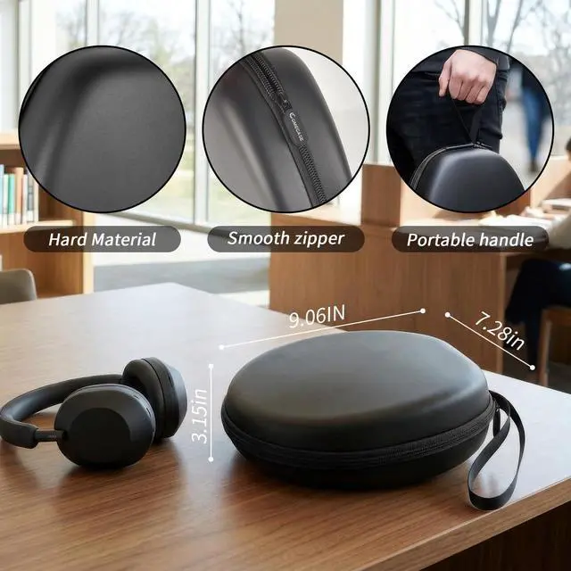 Alt view image 3 of 7 - Hard Headphone Case for Anker/for JBL/for Sony/for Beats | for Bose/ for Apple/ for JLab, Elastic Strap, Mesh Pocket, Nylon, Home, Travel, Luggage, Commuting, Case Only, Black