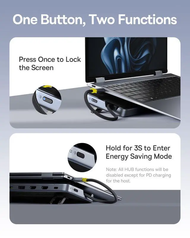 Alt view image 7 of 7 - Laptop Docking Station Stand, 12 in 1 Triple 4K Display HDMI/DP, 10Gbps USB A/C Fast Data, PD 100W, Ethernet, TF/SD, USB C Docking Station with Stand for Windows/Dell/HP/Lenovo/Asus/Acer/Mac