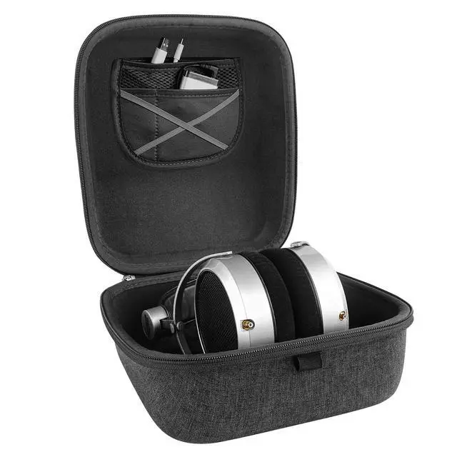 Alt view image 3 of 6 - Shield Case for Large-Sized Over-Ear Headphones, Replacement Hard Shell Travel Carrying Bag with Cable Storage, Compatible with HiFiMAN HE 6se, HE 1000 Headsets (Dark Grey)