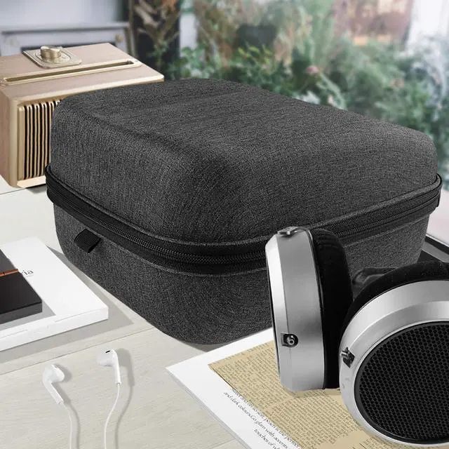Alt view image 6 of 6 - Shield Case for Large-Sized Over-Ear Headphones, Replacement Hard Shell Travel Carrying Bag with Cable Storage, Compatible with HiFiMAN HE 6se, HE 1000 Headsets (Dark Grey)