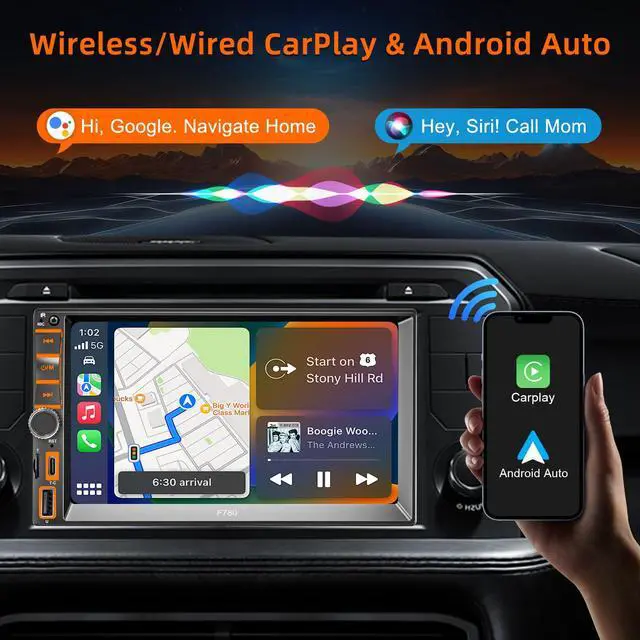 Alt view image 3 of 7 - 7" Wireless Double Din Car Stereo Carplay Radio Screen for Car Audio Receivers, Car Stereo with Backup Camera, Car Play Android Auto Touchscreen, Mirror Link, Bluetooth, AM/FM, Type-C