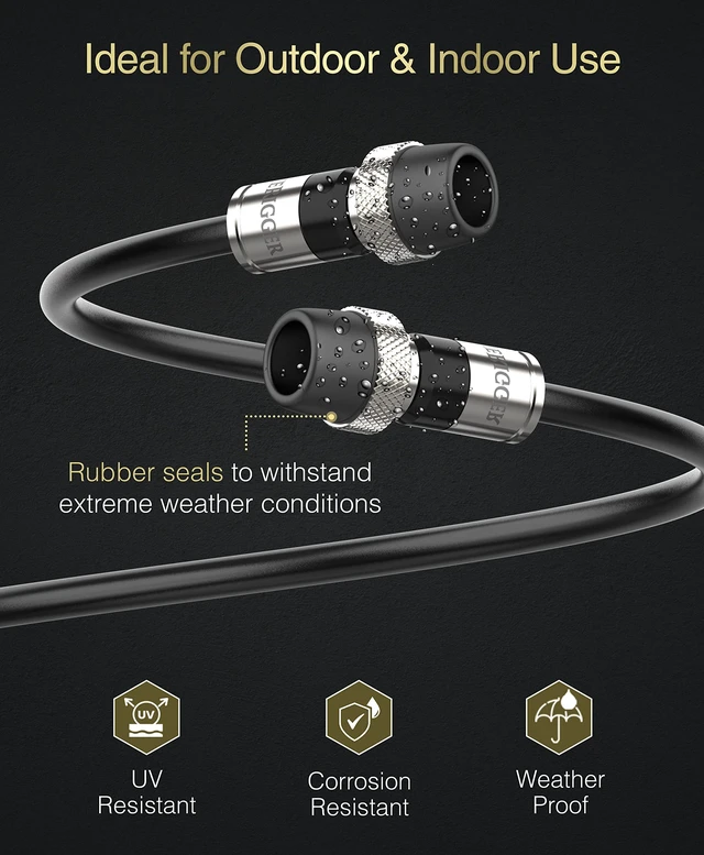Alt view image 6 of 7 - RG6 Coaxial Cable, 80FT (Weatherproof Rubber Boot, Direct Burial, 75 Ohm, Indoor Outdoor) - Digital Coax Cord for HDTV, CATV, TV Antenna, Satellite, Broadband Internet