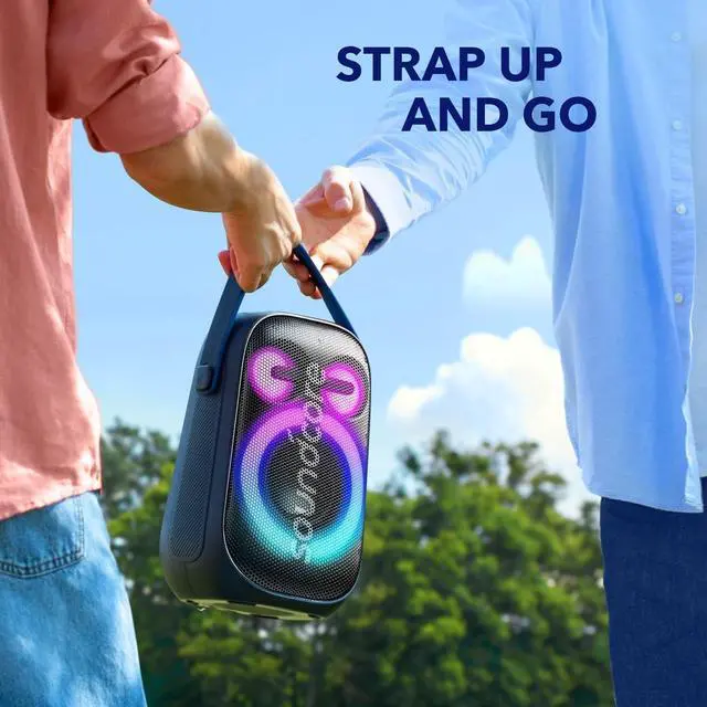 Alt view image 2 of 7 - Anker Rave Neo 2 Portable Speaker with 80W Stereo Sound, PartyCast 2.0, Light Show, IPX7 Waterproof (Floats on Water) 18H Playtime, Customizable EQ & Bass Up for Party, Tailgating, Backyard