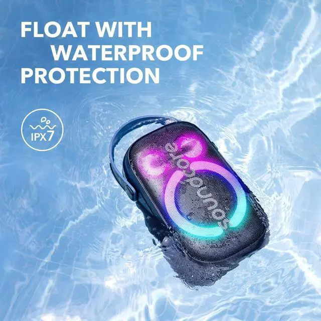 Alt view image 7 of 7 - Anker Rave Neo 2 Portable Speaker with 80W Stereo Sound, PartyCast 2.0, Light Show, IPX7 Waterproof (Floats on Water) 18H Playtime, Customizable EQ & Bass Up for Party, Tailgating, Backyard