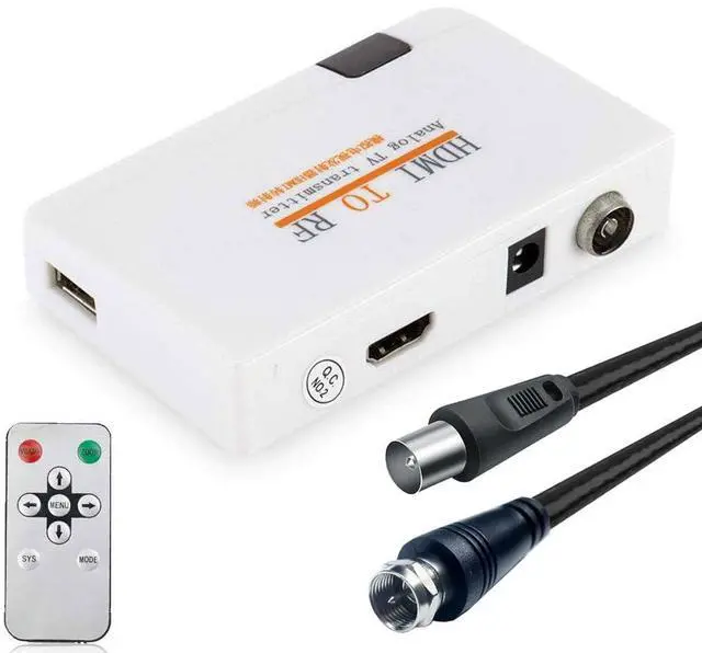 Main image of HDMI RF Modulator Coax Converter VHF Adapter w/Male F Type Cord for PS4 PS5 Xbox Nintendo Switch VCR DVD Player Roku Fire Stick Set-top Cable Box HD Digital Video Input to Coaxial Out Analog NTSC TV