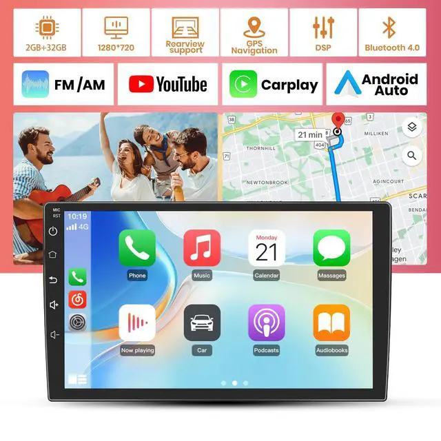 Alt view image 2 of 7 - Car Radio Stereo for Dodge Ram 1500 2500 3500 (2013-2019) Carplay | 5G WIFI 9 inch 1280x720P IPS HD Touchscreen Wireless Carplay Andriod Auto BT 5.0 Upgrade GPS SWC DSP Rearview AM FM Manual AC