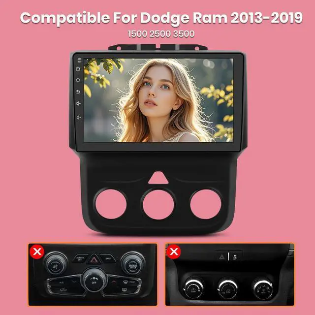 Alt view image 3 of 7 - Car Radio Stereo for Dodge Ram 1500 2500 3500 (2013-2019) Carplay | 5G WIFI 9 inch 1280x720P IPS HD Touchscreen Wireless Carplay Andriod Auto BT 5.0 Upgrade GPS SWC DSP Rearview AM FM Manual AC