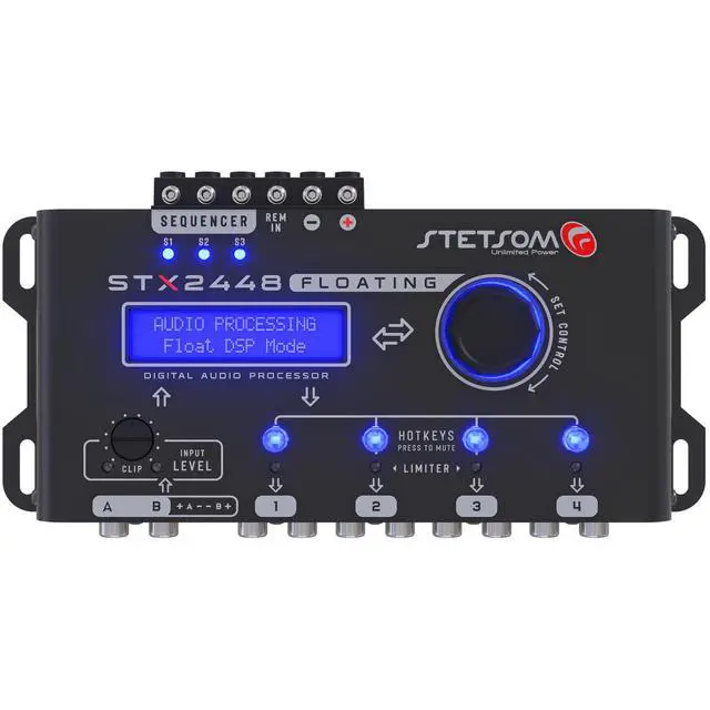 Main image of STX2448 FLOATING PRO - Full Professional DSP, Digital Signal, Processor PRO, Crossover & Graphic Equalizer 15 Bands, Remote Sequencer, Subharmonic Bass, RCA & HIGH Input, Limiter Peak & RMS