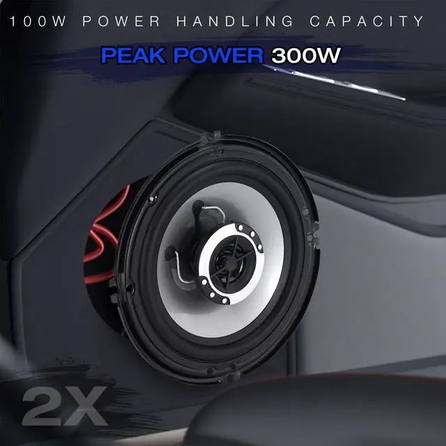 Alt view image 4 of 7 - 6in 2-Way Coaxial Car Speakers, 400W (100W RMS), w/Wire & Cover (Pair) | Universal Car Stereo Speaker Replace, Auxiliary Coaxial Speaker