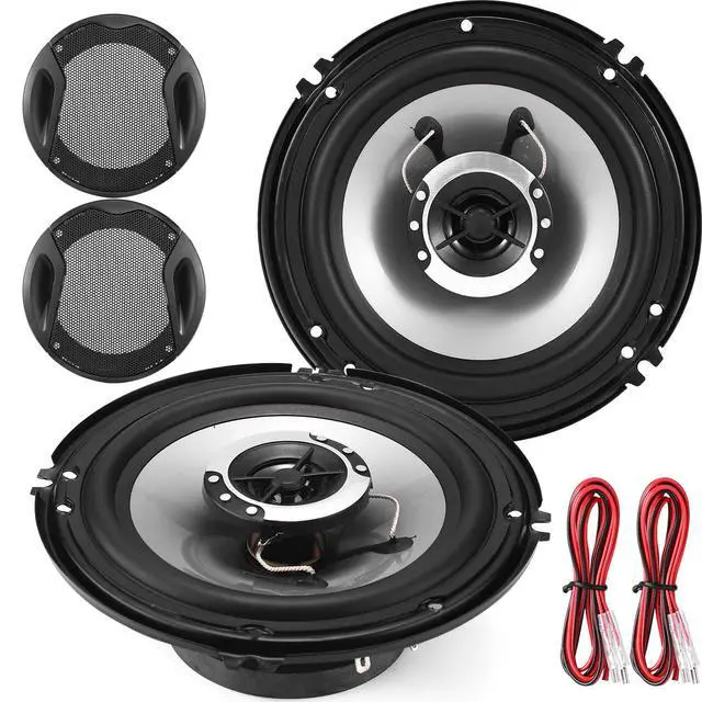 Alt view image 7 of 7 - 6in 2-Way Coaxial Car Speakers, 400W (100W RMS), w/Wire & Cover (Pair) | Universal Car Stereo Speaker Replace, Auxiliary Coaxial Speaker