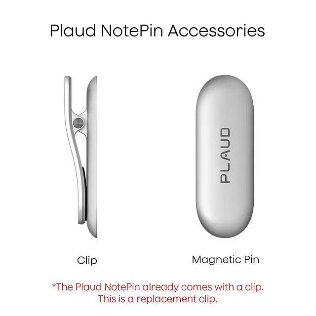 Alt view image 3 of 7 - Replacement Magnetic Clip and Pin for NotePin & NotePin S | Accessory Replacement Kit Set for NotePin AI Voice Recorder (No Additional Purchases Needed), Black