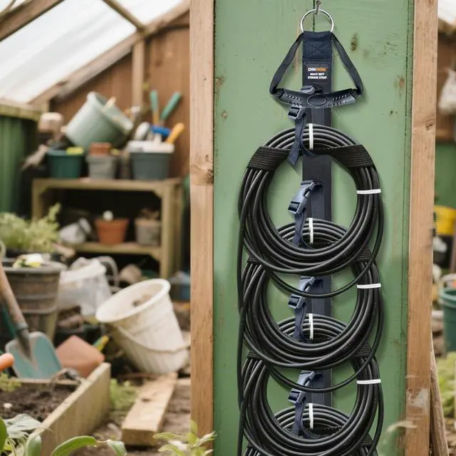 Alt view image 7 of 7 - Extension Cord Organizer Adjustable 2 PCS with 5 Slots | Adjustable Extension Cord Hanger, Extension Cord Holder, Garage Garden Storage Straps, For Cable, Hose, Rope, Tool