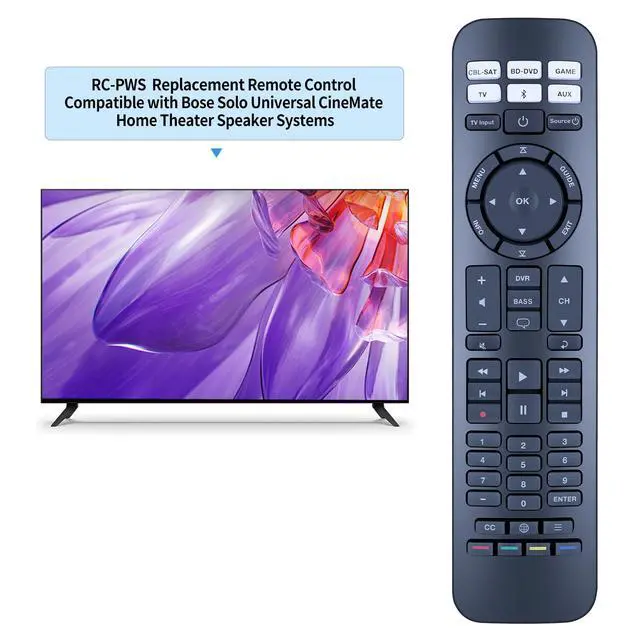 Alt view image 3 of 7 - Replacement Remote Control for Bose RC-PWS III Universal Remote Control, Compatible with Bose Cinemate I IIGS 1SR Solo5 Solo 10 & 15 Solo TV Sound Systems & CineMate Home Theater Speaker Systems