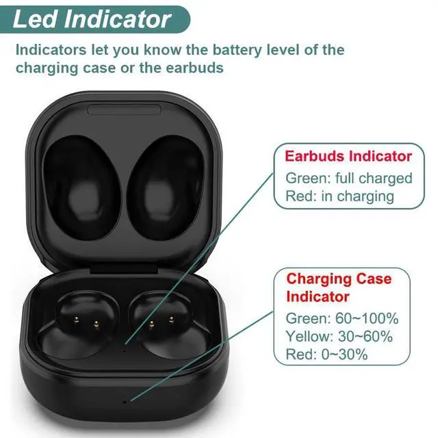 Alt view image 3 of 7 - Charging Case for Galaxy Buds Live SM-R180 Earbuds (Black) | Replacement Charger Case Cover Dock Station for Samsung Galaxy Buds Live Headphones
