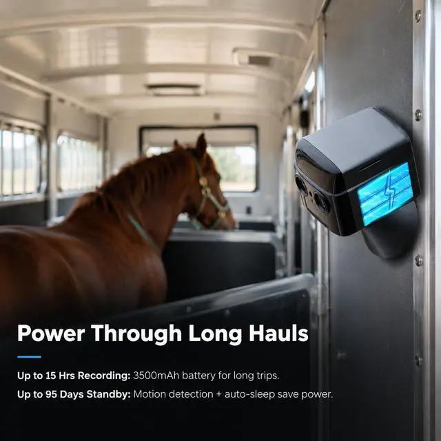 Alt view image 5 of 7 - NomadEye Wireless Horse Trailer Camera Live 4K Video to Your Phone with Night Vision, 2-Way Audio, 15H Battery, Magnetic Mount - No Trailer WiFi Needed - Compatible with iPhone & Android