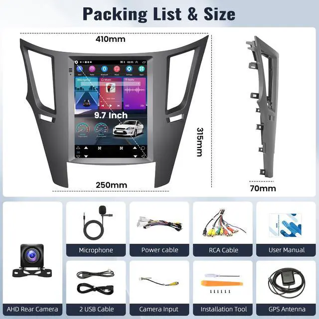 Alt view image 6 of 7 - 2G+64G Android Car Stereo for Subaru Outback Legacy 2010-2014 9.7 Inch Touch Screen Car Radio with Wireless Apple Carplay Android Auto GPS Navigation Bluetooth FM WiFi HiFi Backup Camera MIC