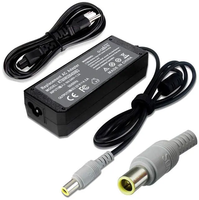 Main image of 90W 20V 4.5A AC Adapter Charger Compatible with Lenovo Thinkpad T60 T61 T400 T410 T420 T430 T500 T510 T520 T530 X60 Z60 X200 X201 X220 X230 X61 L420 L430 Edge 14 15 E420 E430 E530 Power Supply