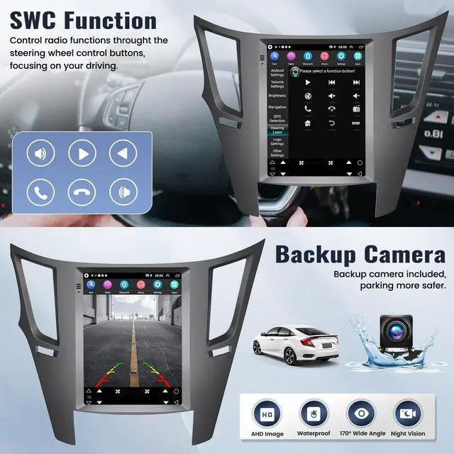 Alt view image 7 of 7 - 2G+64G Android Car Stereo for Subaru Outback Legacy 2010-2014 9.7 Inch Touch Screen Car Radio with Wireless Apple Carplay Android Auto GPS Navigation Bluetooth FM WiFi HiFi Backup Camera MIC