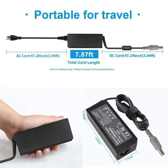 Alt view image 4 of 7 - 90W 20V 4.5A AC Adapter Charger Compatible with Lenovo Thinkpad T60 T61 T400 T410 T420 T430 T500 T510 T520 T530 X60 Z60 X200 X201 X220 X230 X61 L420 L430 Edge 14 15 E420 E430 E530 Power Supply