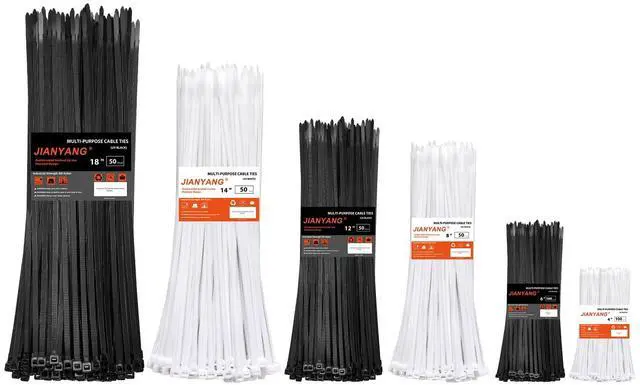 Main image of Zip Ties Assorted Size,4+6+8+12+14+18 Inch Double Sided Toothed,100 LBS Tensile Strength Heavy Duty Cable Wire Ties With Self-Locking Adjustable Durable Nylon Tie Wraps for Indoor Outdoor400 Pack
