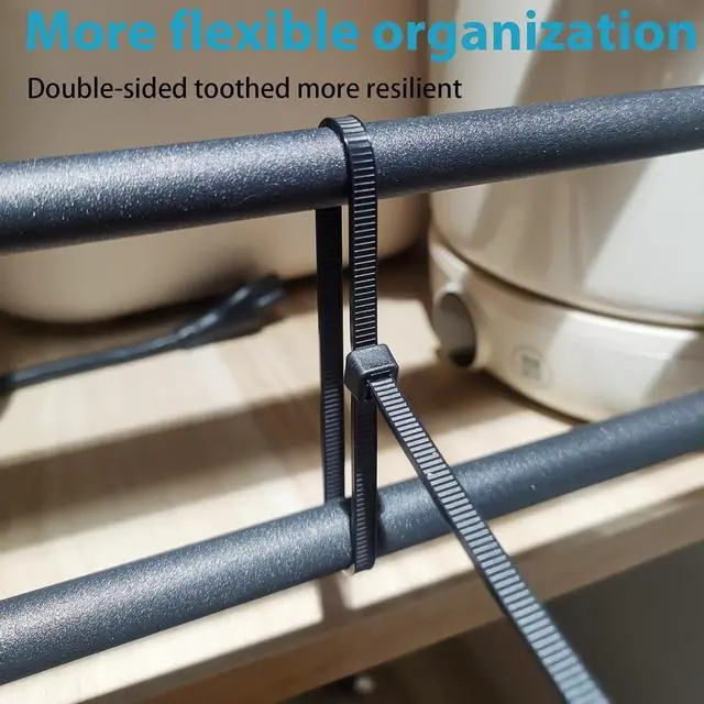 Alt view image 5 of 7 - Zip Ties Assorted Size,4+6+8+12+14+18 Inch Double Sided Toothed,100 LBS Tensile Strength Heavy Duty Cable Wire Ties With Self-Locking Adjustable Durable Nylon Tie Wraps for Indoor Outdoor400 Pack