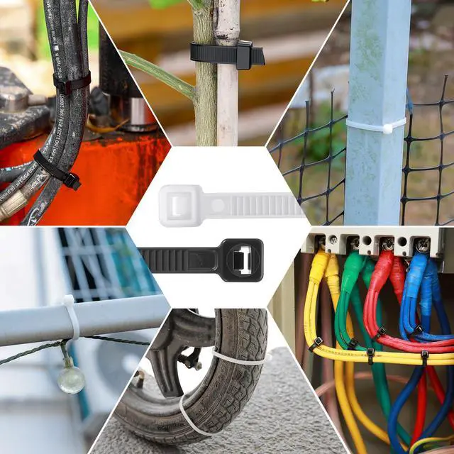 Alt view image 6 of 7 - Zip Ties Assorted Size,4+6+8+12+14+18 Inch Double Sided Toothed,100 LBS Tensile Strength Heavy Duty Cable Wire Ties With Self-Locking Adjustable Durable Nylon Tie Wraps for Indoor Outdoor400 Pack