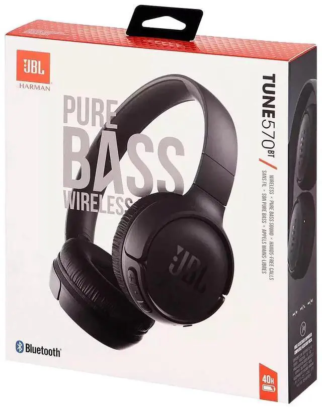 Alt view image 6 of 7 - Tune 570BT On-Ear Wireless Bluetooth Headphones with Pure Bass Stereo Sound, Includes Cleaning Cloth - Black(T570BTBLKAM-CC)