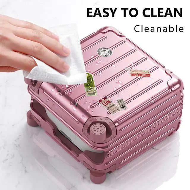 Alt view image 5 of 7 - Compatible with Samsung Galaxy Buds 4 Case/Buds 4 Pro Case Cover, Cute Funny Suitcase Design Case for Galaxy Buds 4 Pro, Fashion Protective Hard Case for Women Men with Keychain (Rose Gold)