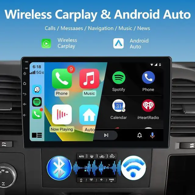 Alt view image 3 of 7 - Car Radio Stereo Android 13 for Chevy Silverado 2007-2013 Tahoe Equinox GMC Sierra Yukon with Wireless CarPlay Android Auto Backup Camera