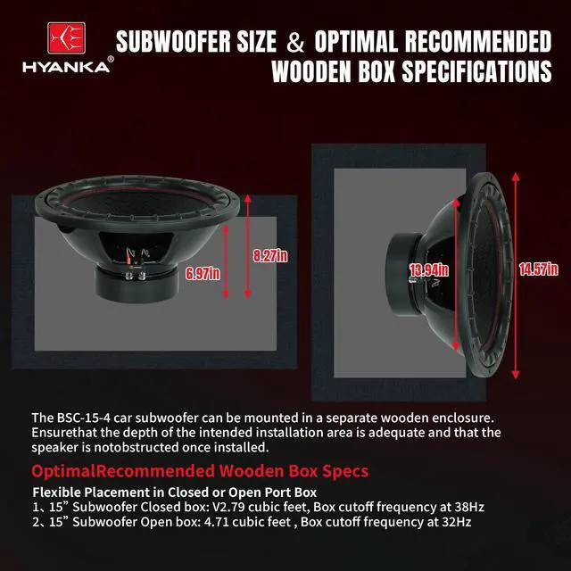 Alt view image 6 of 7 - BSC-15-4 15 Inch Subwoofer - 1200W MAX Power 15 Inch Paper Cone Subwoofer Car Audio, Black Iron Basket, 2.5 Dual Voice Coil 4 Ohm Impedance 15 Sub for Cars