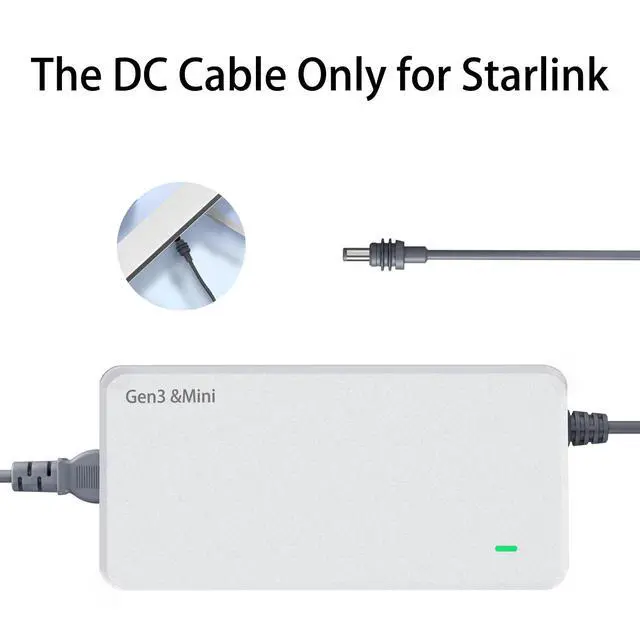Alt view image 3 of 7 - Starlink Power Supply Charger Adapter for Gen 3 & MiniETL Listed / 57V 3.42A 194.94W Replacement Power Supply with 16.4FT/5M AC Cord