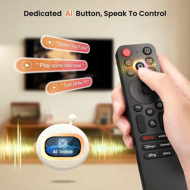 Alt view image 4 of 7 - MR25GA for LG-Smart-TV-Magic-Remote-Control Replacement with | AI VoiceAir Mouse Pointer6 ShortcutsHigh strengthHigh-quality ABS materialFingerprint resistantNon-slip