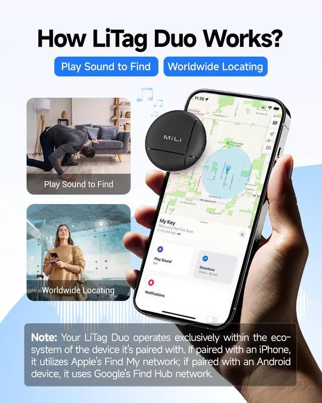 Alt view image 2 of 6 - Air Tracker Tags for iOS and Android 4 Pack Air Tags | Bluetooth Tracker for Apple Find My/Google Find Hub. Key Finder Item Locator for Luggage, Suitcase, Backpack