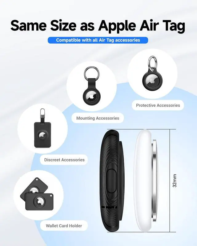 Alt view image 4 of 6 - Air Tracker Tags for iOS and Android 4 Pack Air Tags | Bluetooth Tracker for Apple Find My/Google Find Hub. Key Finder Item Locator for Luggage, Suitcase, Backpack