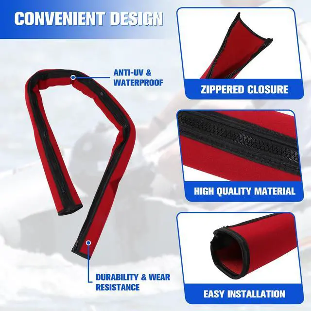 Alt view image 2 of 7 - 48inch Neoprene Trolling Motor Cable Sleeve 2'' Dia Cable Organizer | Protect & organize trolling motor cables for Boat, Zipper full wrap neoprene sleeve for Trolling Motor(Red)