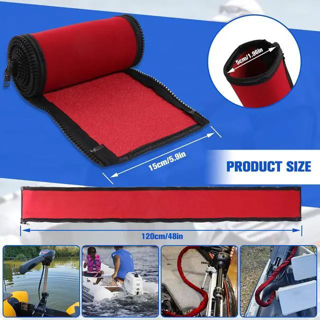Alt view image 3 of 7 - 48inch Neoprene Trolling Motor Cable Sleeve 2'' Dia Cable Organizer | Protect & organize trolling motor cables for Boat, Zipper full wrap neoprene sleeve for Trolling Motor(Red)