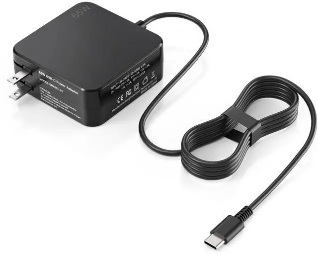 Main image of USB-C 65W Wall Charger Power Adapter for Lenovo Laptop ThinkPad T14 T15 X1 X13 E15 T480s T490 Yoga 7i 9i Thinkbook 13s 14 15 16 Plus Chromebook C330 S330- PD 3.0,Slim,Light and Portable-Black