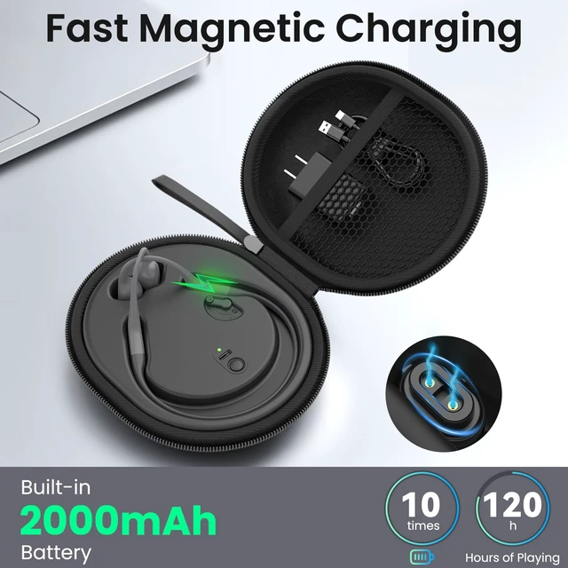 Alt view image 3 of 7 - Charging Case Compatible with Shokz OpenSwim Pro, Magnetic Fast Charging Station Built in 2000mAh, Charger Stand Dock Cable for Aftershokz Aeropex AS800/S803, OpenRun Pro/OpenRun/Mini Headphone