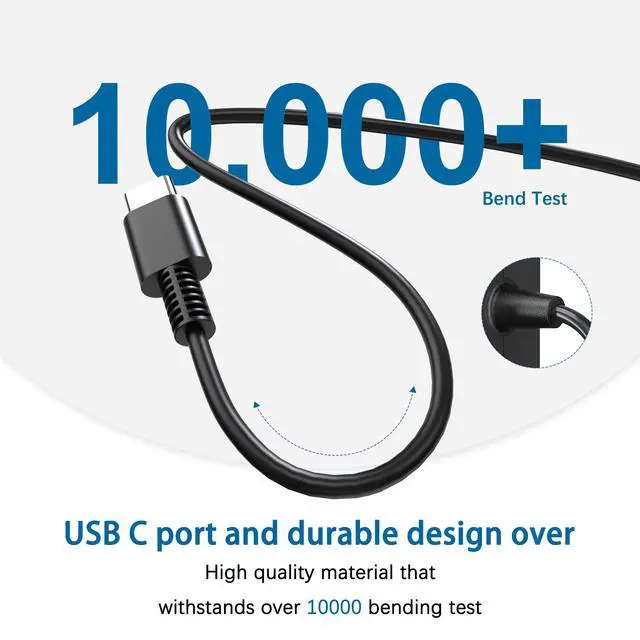 Alt view image 4 of 7 - USB-C 65W Wall Charger Power Adapter for Lenovo Laptop ThinkPad T14 T15 X1 X13 E15 T480s T490 Yoga 7i 9i Thinkbook 13s 14 15 16 Plus Chromebook C330 S330- PD 3.0,Slim,Light and Portable-Black